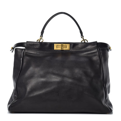 Fendi Vitello Saddle Large Peekaboo Iconic Satchel Black 1 of 10