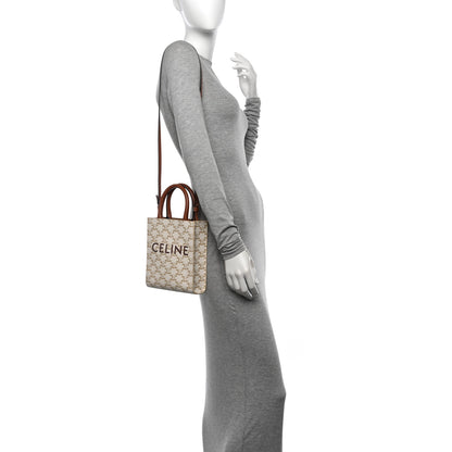 Celine Triomphe Canvas Calfskin Mini Vertical Cabas White 2 of 8