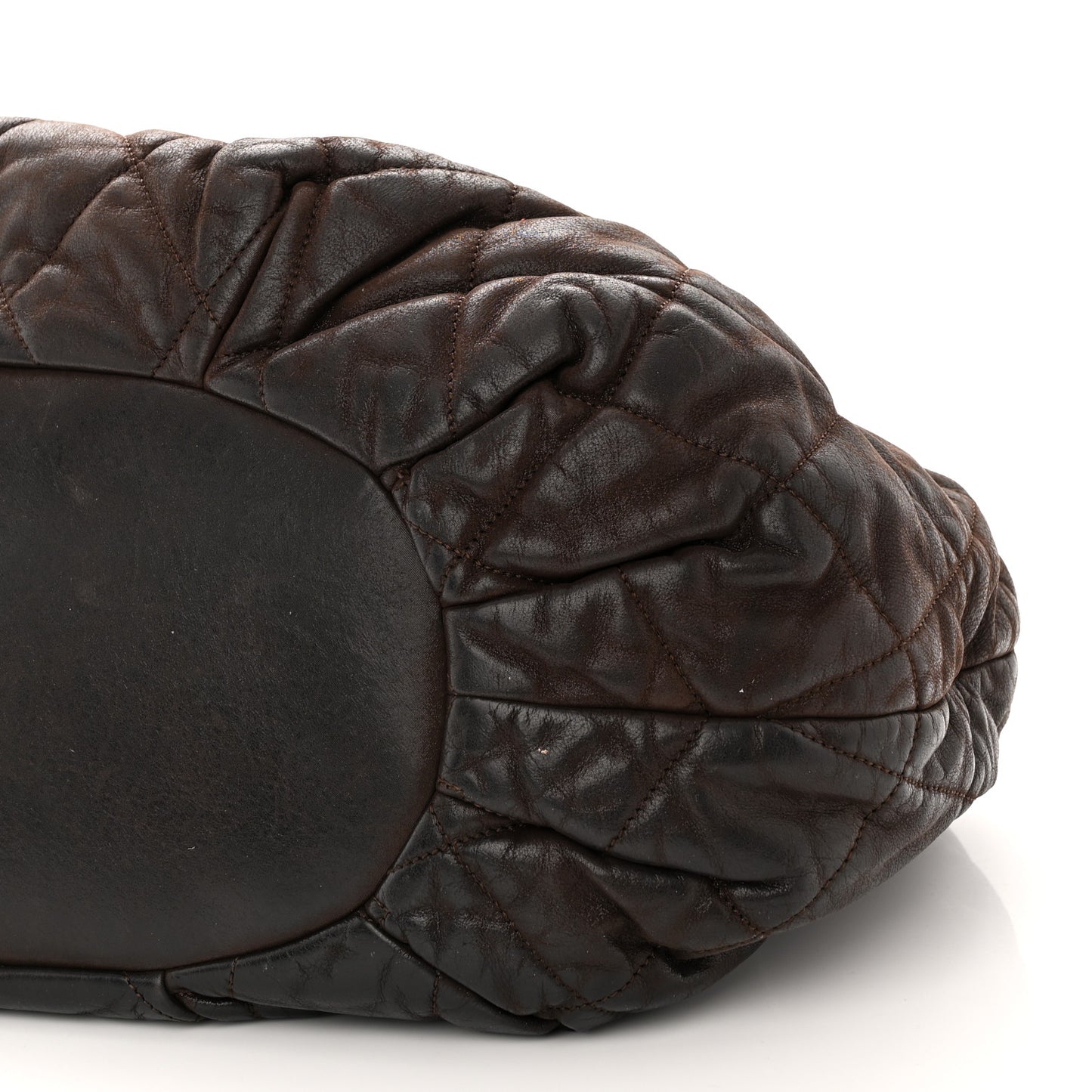 Iridescent Calfskin Quilted Large In The Mix Tote Dark Brown