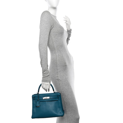 Hermes Taurillon Clemence Kelly Retourne 28 Bleu Izmir 2 of 18