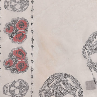 Alexander McQueen Silk Chiffon Skull Poppy Scarf Ivory Red 5 of 6