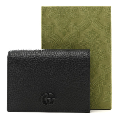 Gucci Dollar Calfskin Enamel Monochrome GG Marmont Card Case Black 9 of 9