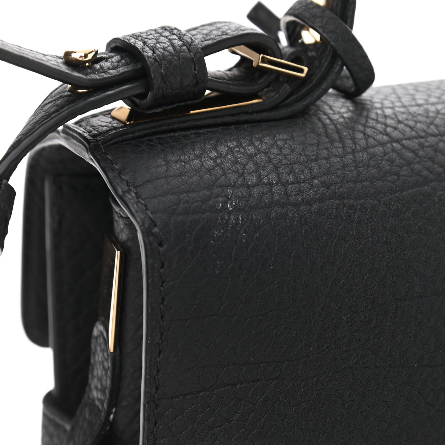 Crispy Calfskin MM Tempete Satchel Black