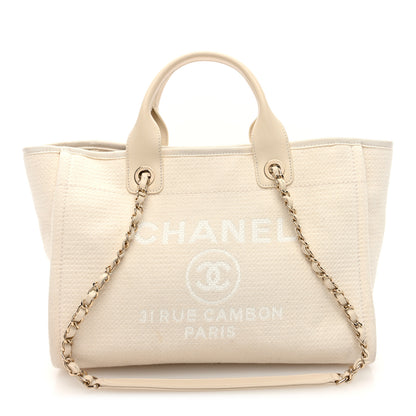 Chanel Mixed Fibers Small Deauville Tote White 1 of 11
