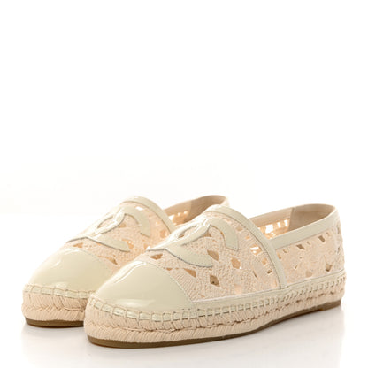 Chanel Macrame Patent CC Espadrilles 37 Beige Ivory 3 of 8