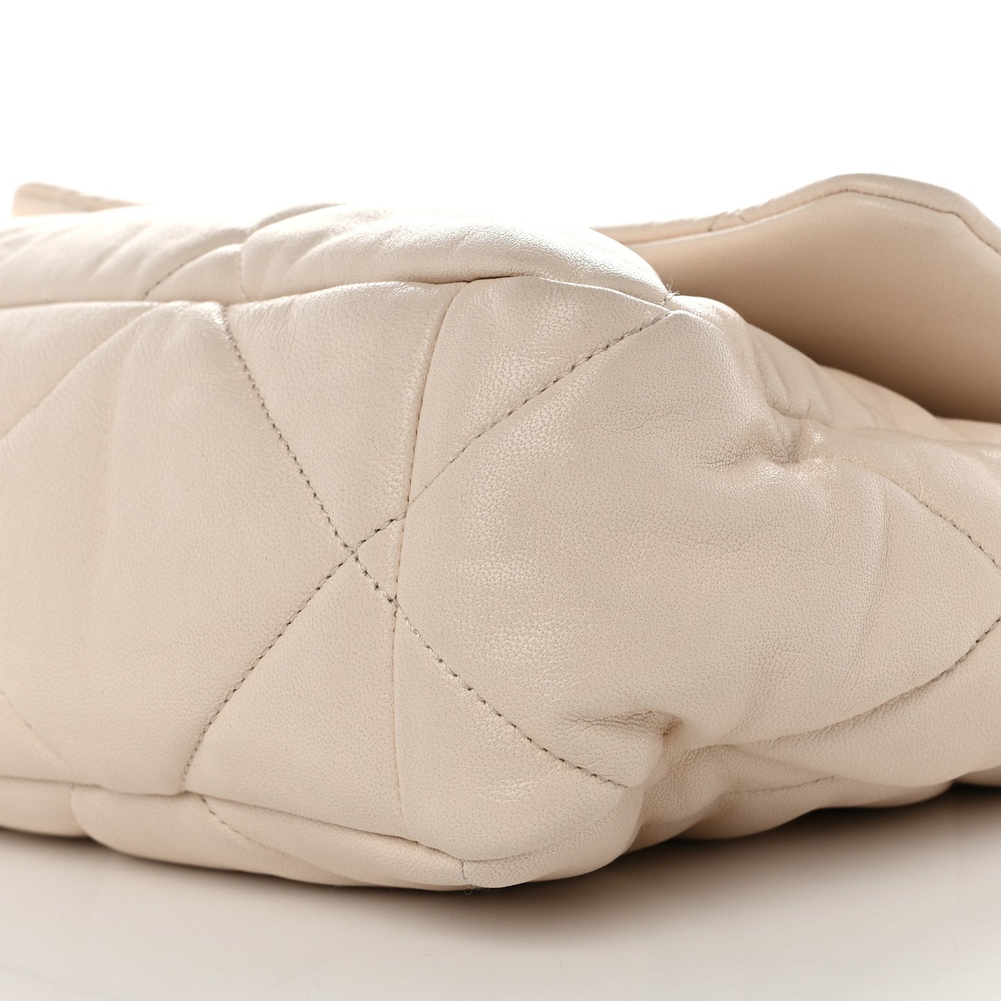 Goatskin Quilted Large Chanel 19 Flap Light Beige