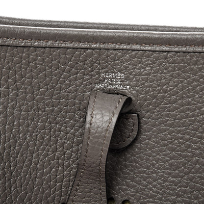 Hermes Taurillon Clemence Amazone Evelyne TPM Etain Rouge Casaque 6 of 8