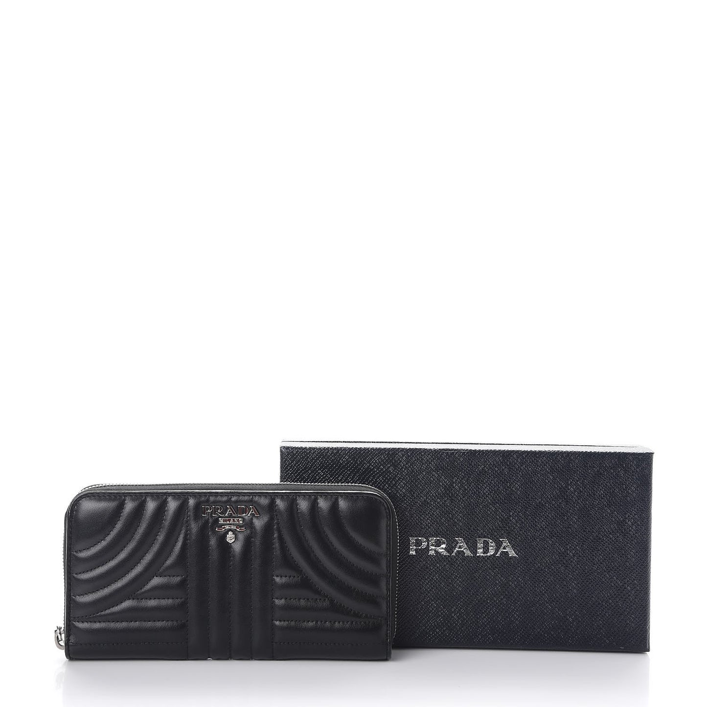 Soft Calfskin Diagramme Zip Around Wallet Black