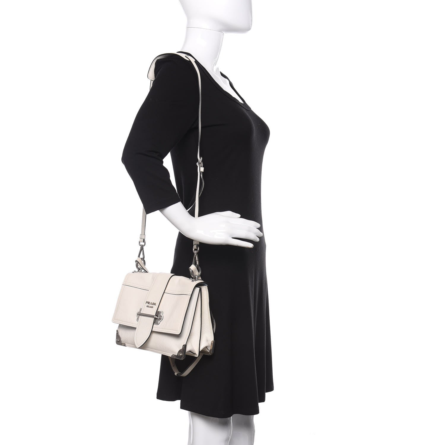Prada Glace Calfskin Large Soft Cahier Bag White 2 of 10