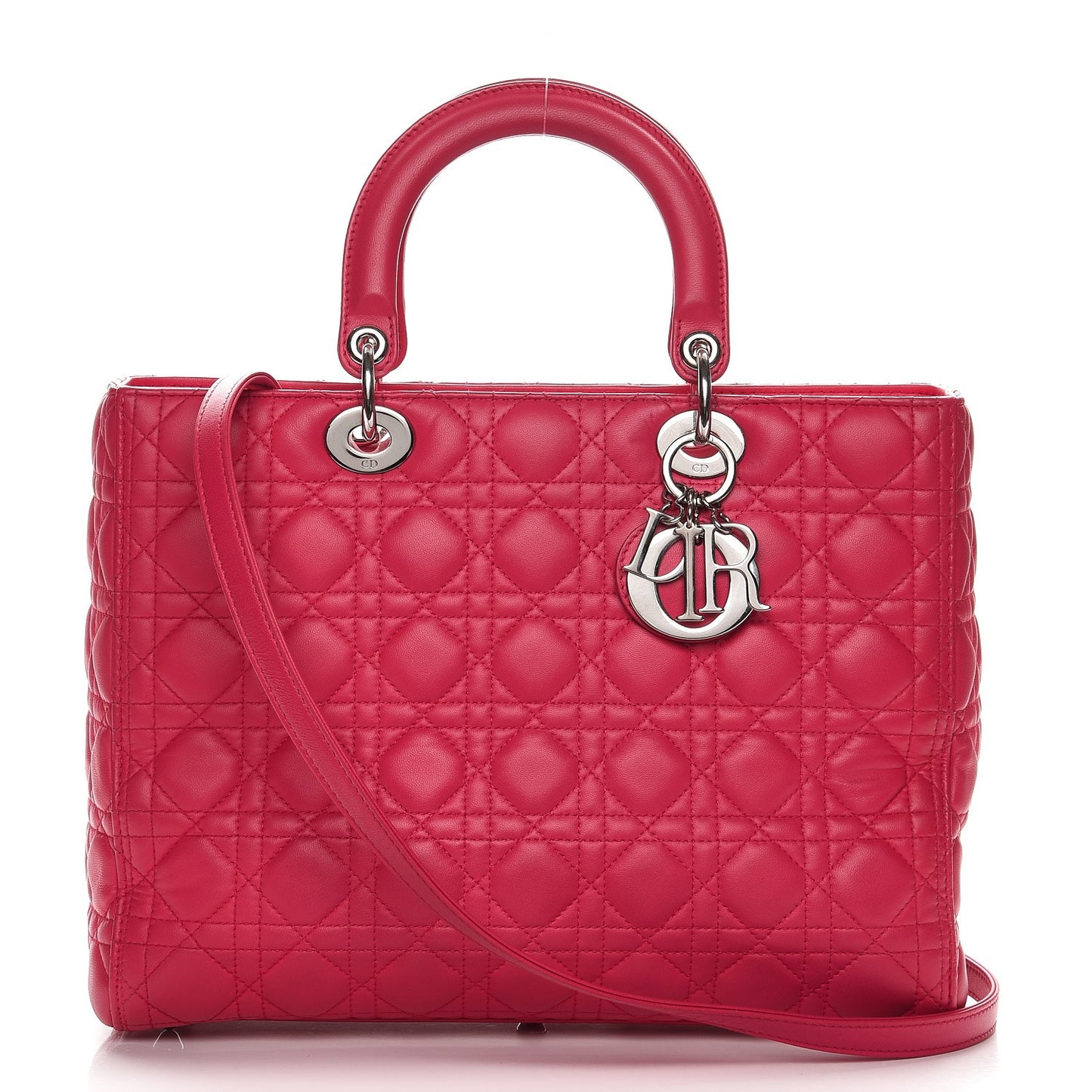 Lambskin Cannage Large Lady Dior Fuchsia