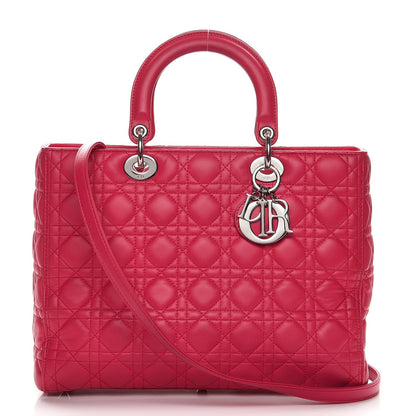 Christian Dior Lambskin Cannage Large Lady Dior Fuchsia 1 of 12