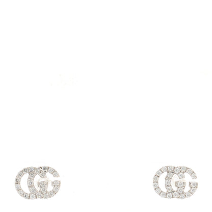 Gucci 18K White Gold Diamond Mini Running G Earrings 1 of 4