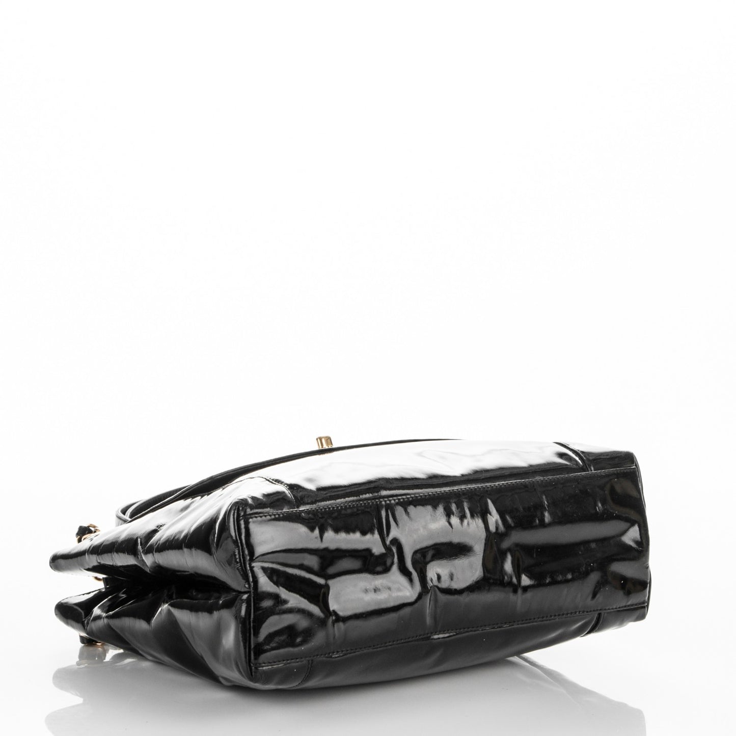 Patent Flap Shoulder Bag Black