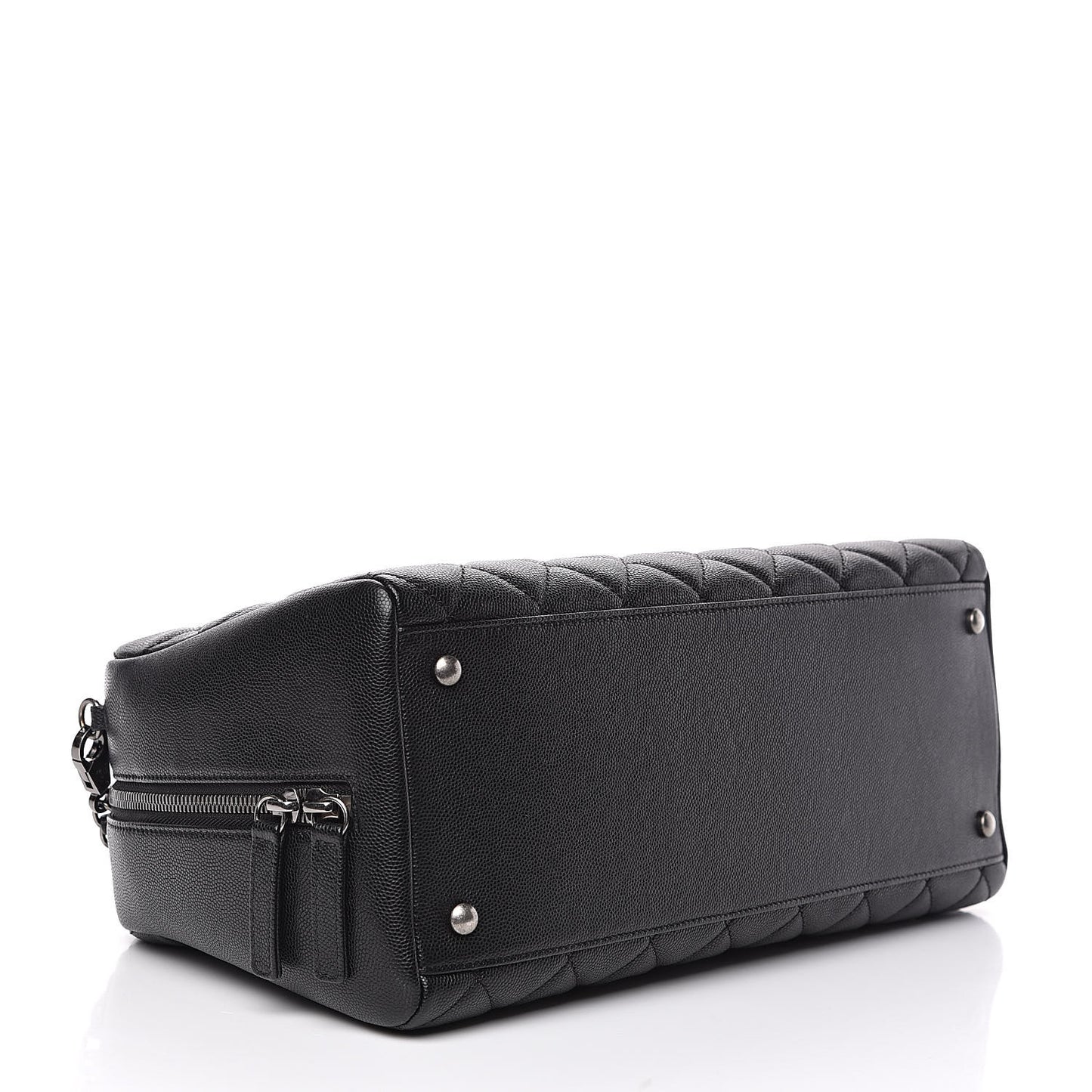 Caviar Quilted Large Coco Handle Bowling Bag Black