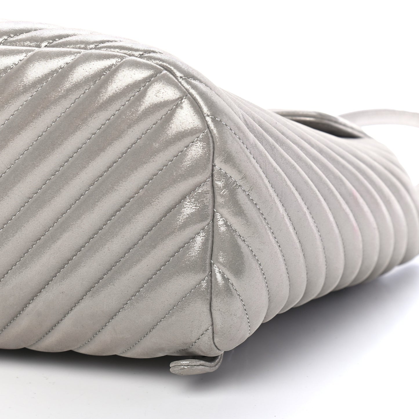 Metallic Calfskin Chevron Quilted Urban Spirit Backpack Silver