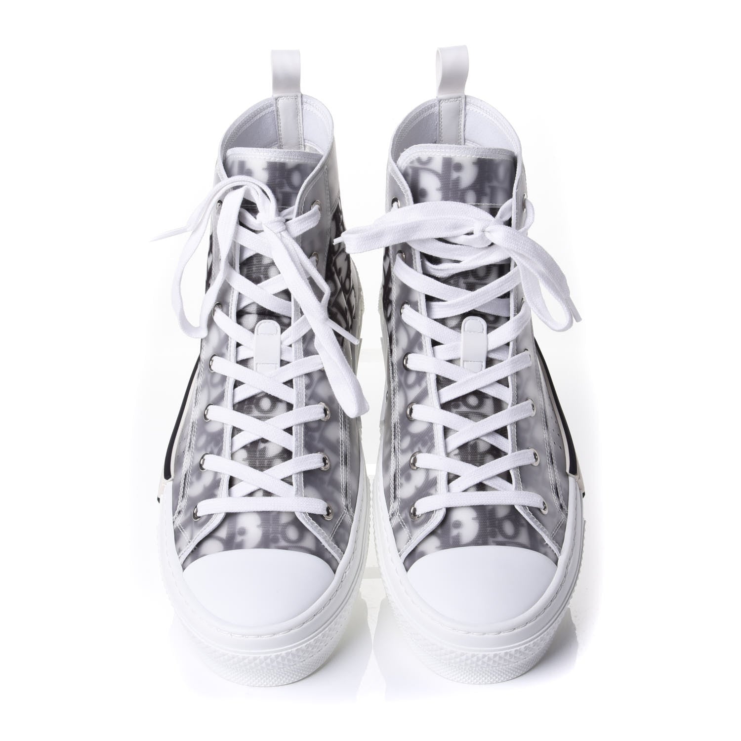 Christian Dior Technical Canvas Oblique Mens B23 High Top Sneakers 44 White Black 5 of 11
