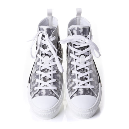 Christian Dior Technical Canvas Oblique Mens B23 High Top Sneakers 44 White Black 5 of 11