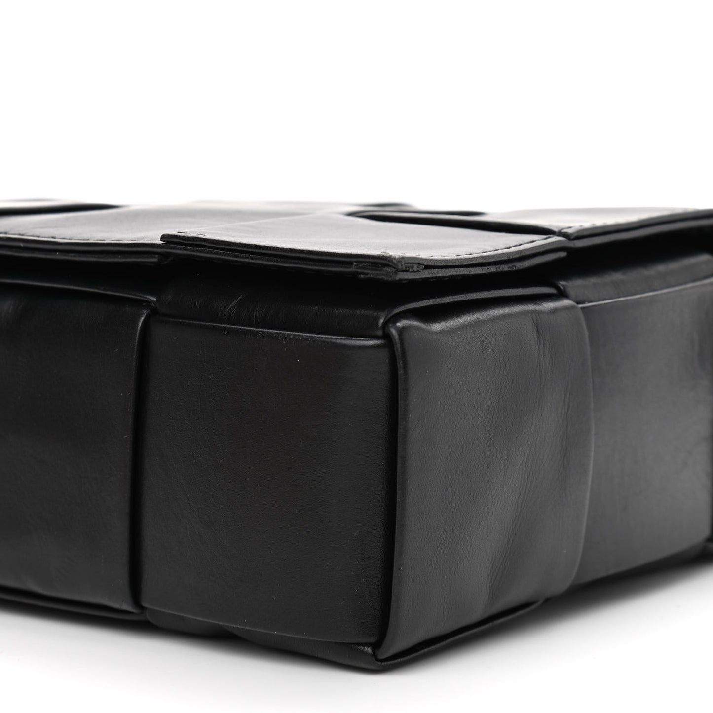 Paper Calfskin Maxi Intreccio Cassette Crossbody Bag Black