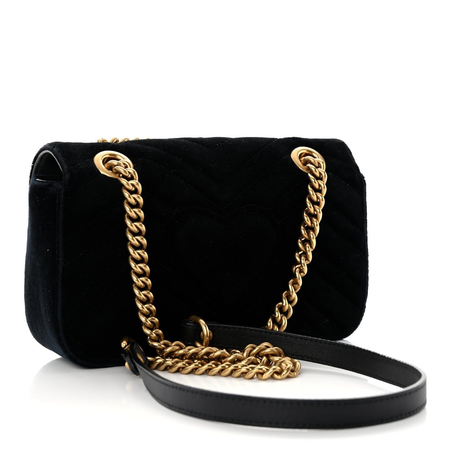 Velvet Matelasse Mini GG Marmont Shoulder Bag Black
