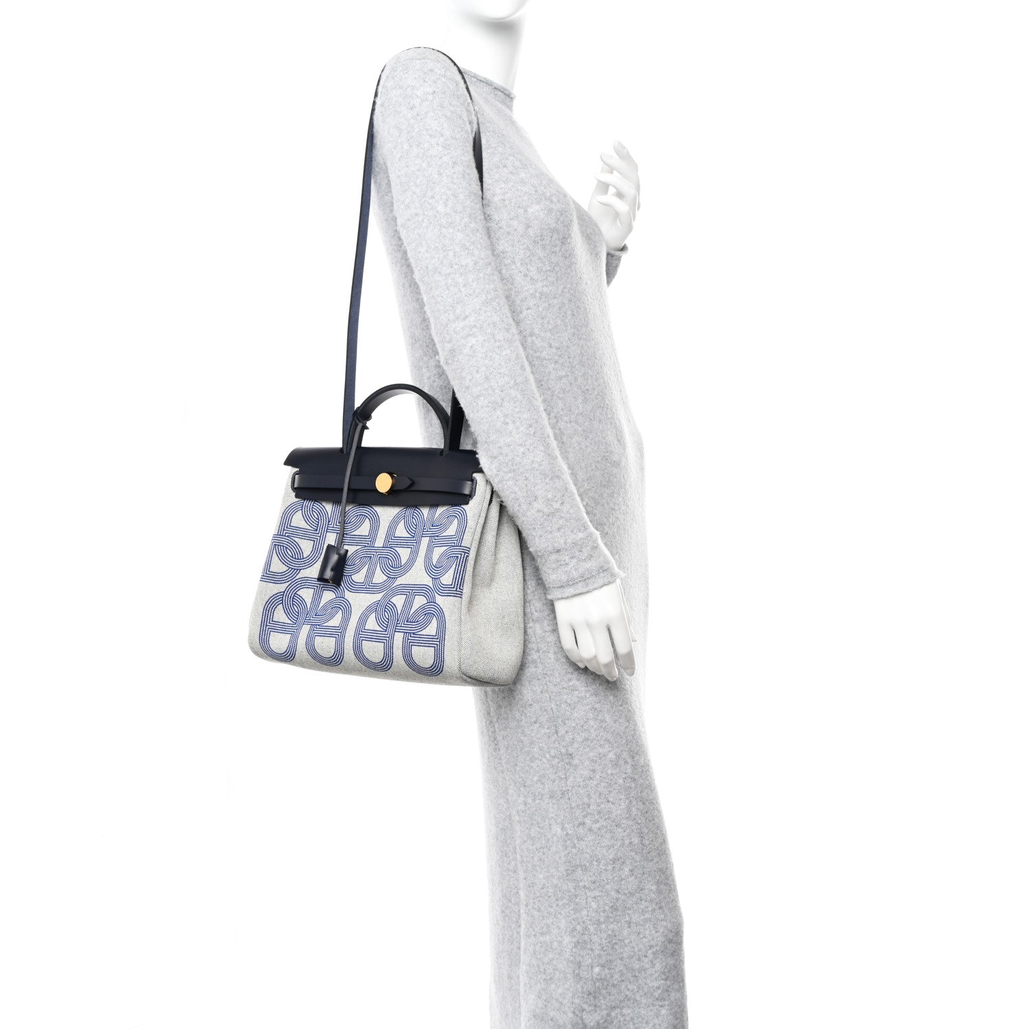 Hermes H Plume Canvas Vache Hunter Circuit 24 Herbag Zip Retourne 31 Bleu Royal Bleu Indigo Ecru 2 of 12