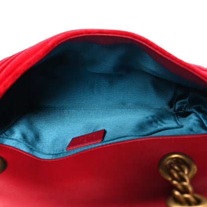 Gucci Velvet Matelasse Mini GG Marmont Shoulder Bag Hibiscus Red 5 of 11
