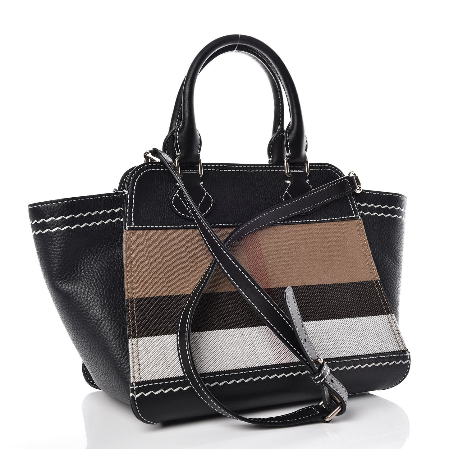 Mega Check Grained Calfskin Medium Harcourt Satchel Black