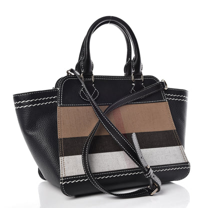 Burberry Mega Check Grained Calfskin Medium Harcourt Satchel Black 4 of 10