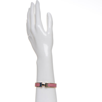 Hermes Enamel Narrow Clic Clac H Bracelet PM Rose Velours 2 of 5
