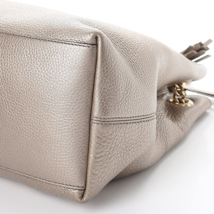Gucci Metallic Pebbled Calfskin Medium Soho Chain Shoulder Bag Golden Beige 9 of 9