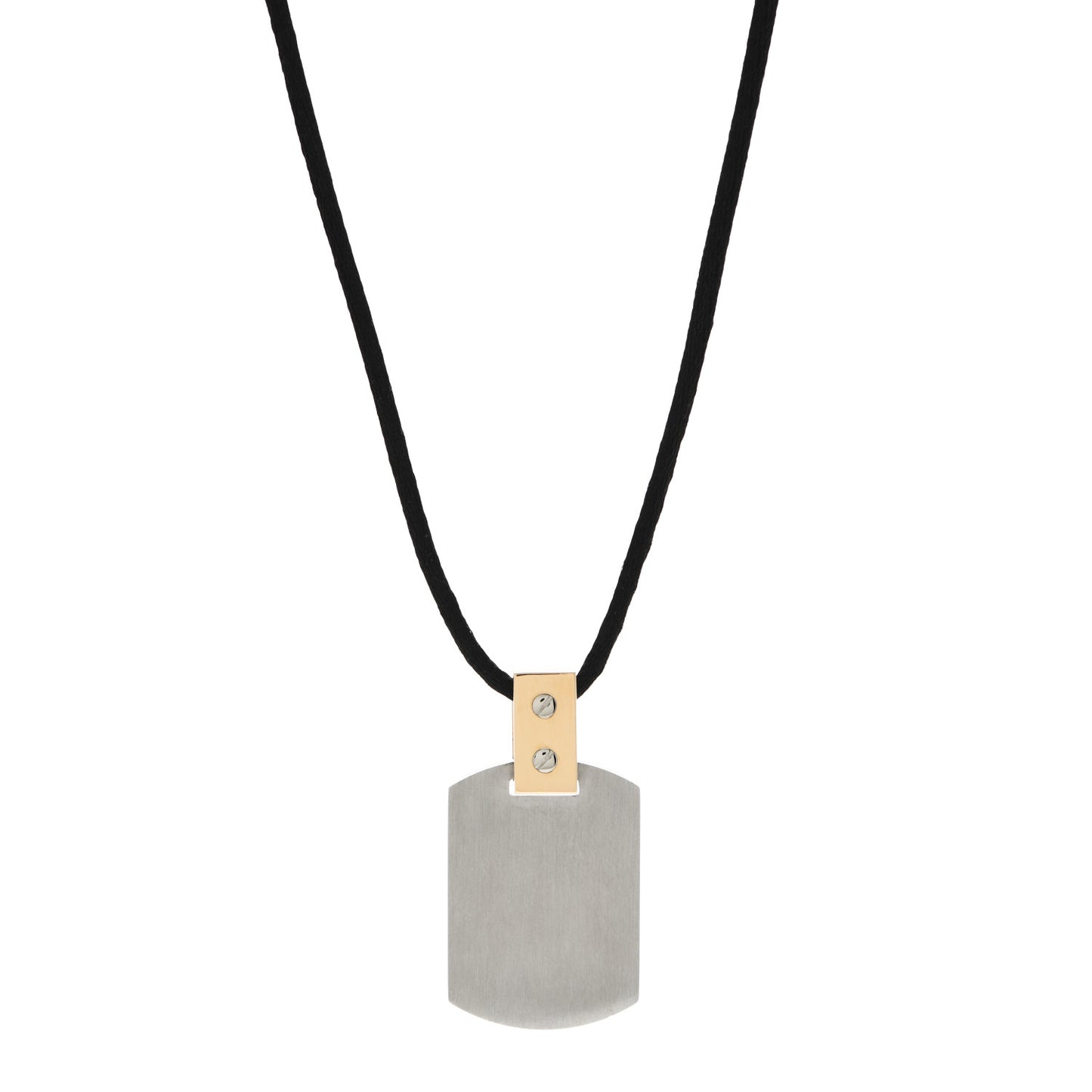 18K Yellow Gold Stainless Steel Santos Dog Tag Pendant Necklace