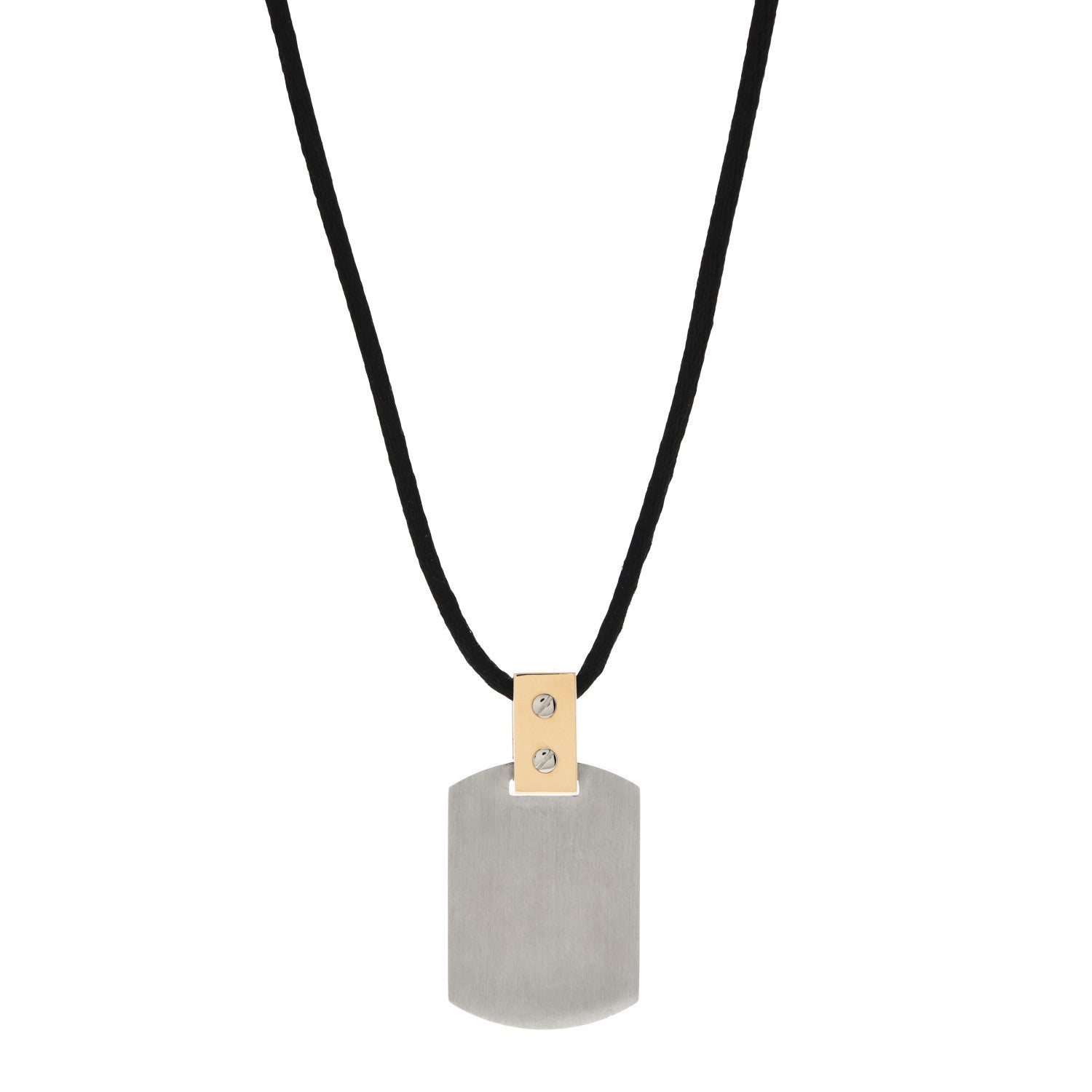 Cartier 18K Yellow Gold Stainless Steel Santos Dog Tag Pendant Necklace 1 of 5