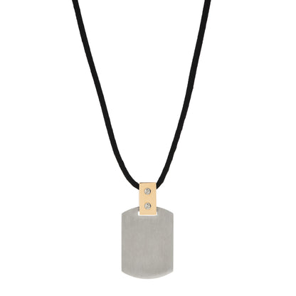 Cartier 18K Yellow Gold Stainless Steel Santos Dog Tag Pendant Necklace 1 of 5