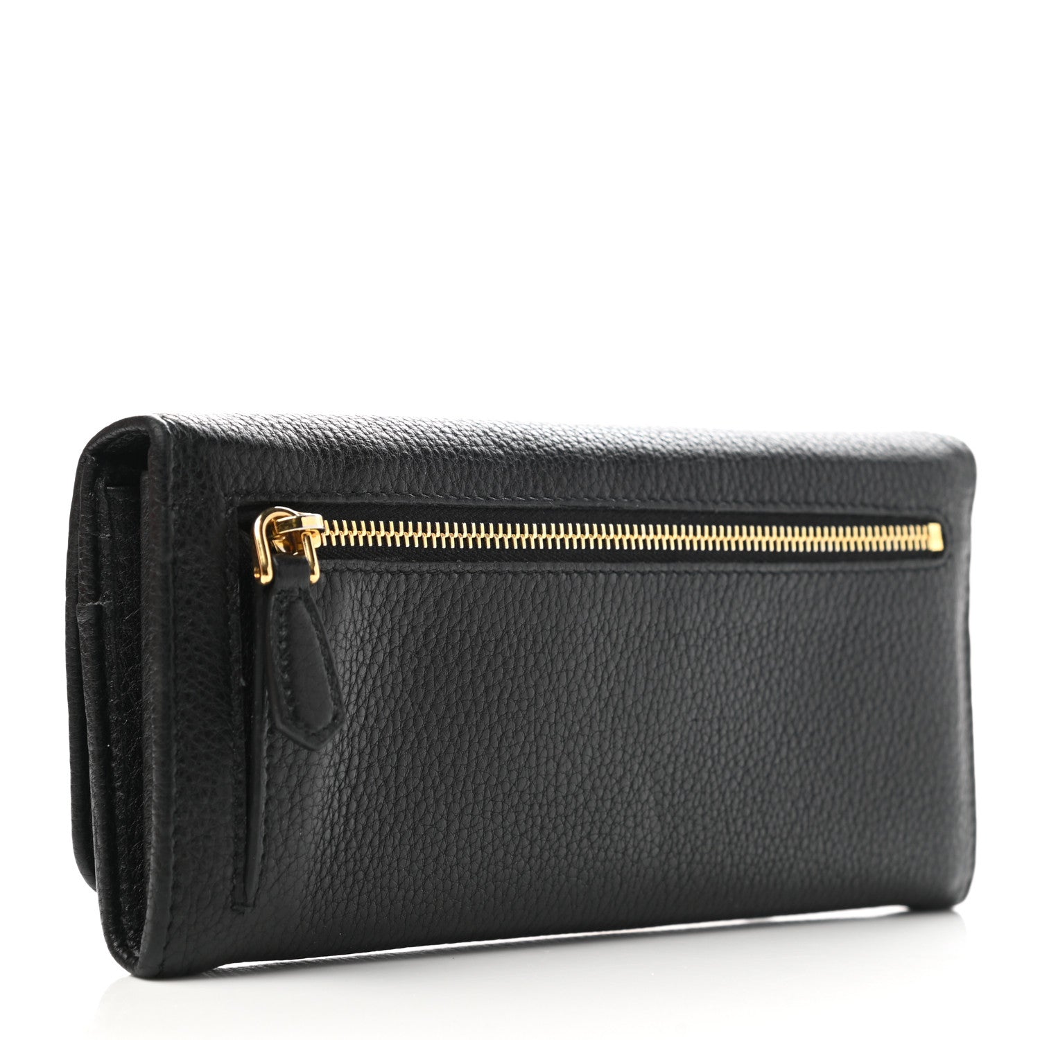 Prada Vitello Grain Continental Flap Wallet Black 4 of 8