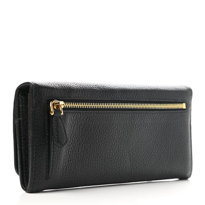 Prada Vitello Grain Continental Flap Wallet Black 4 of 8
