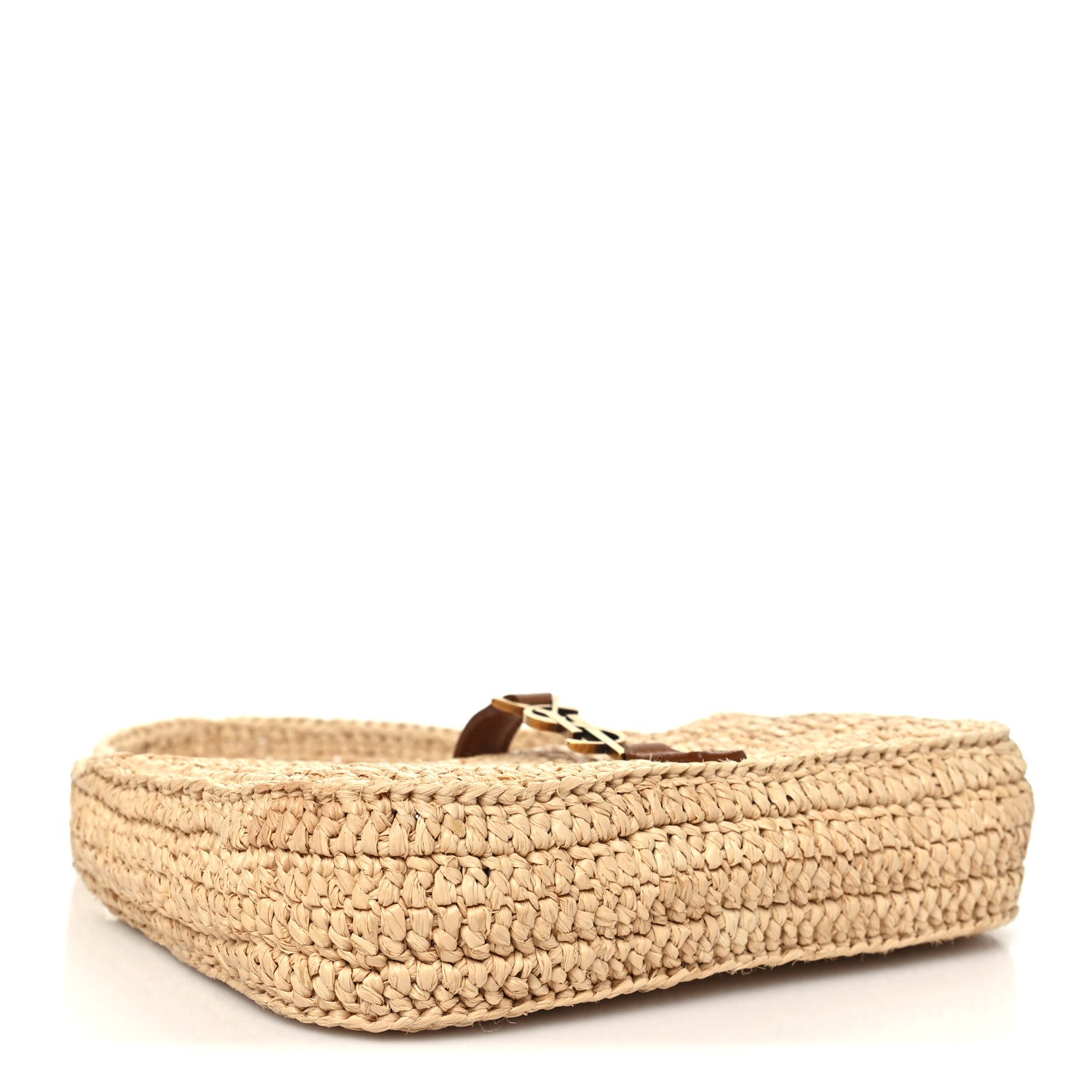 Saint Laurent Raffia Calfskin Le 5 A 7 Mini Hobo Natural Brick 4 of 10