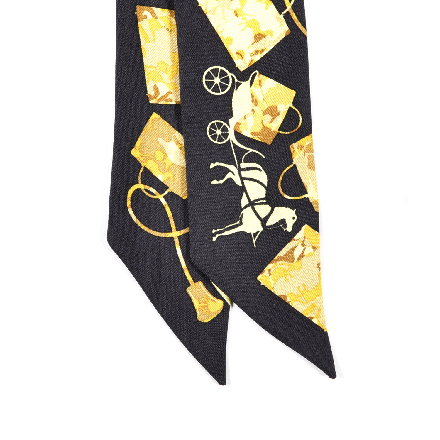Hermes Silk Kelly En Caleche Twilly Black Jaune Citron 2 of 4