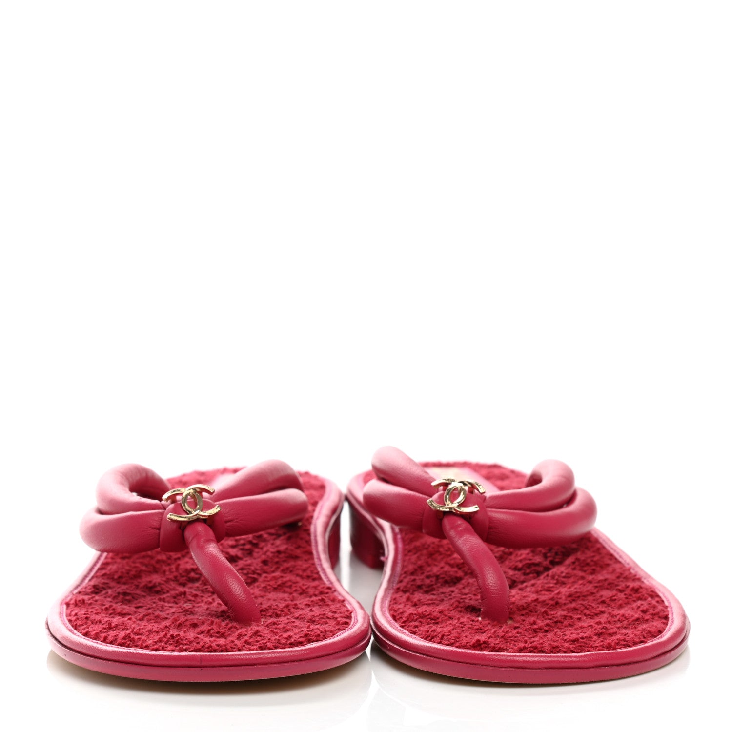 Chanel Lambskin Terry Cloth CC Thong Sandals 40 Pink 2 of 7