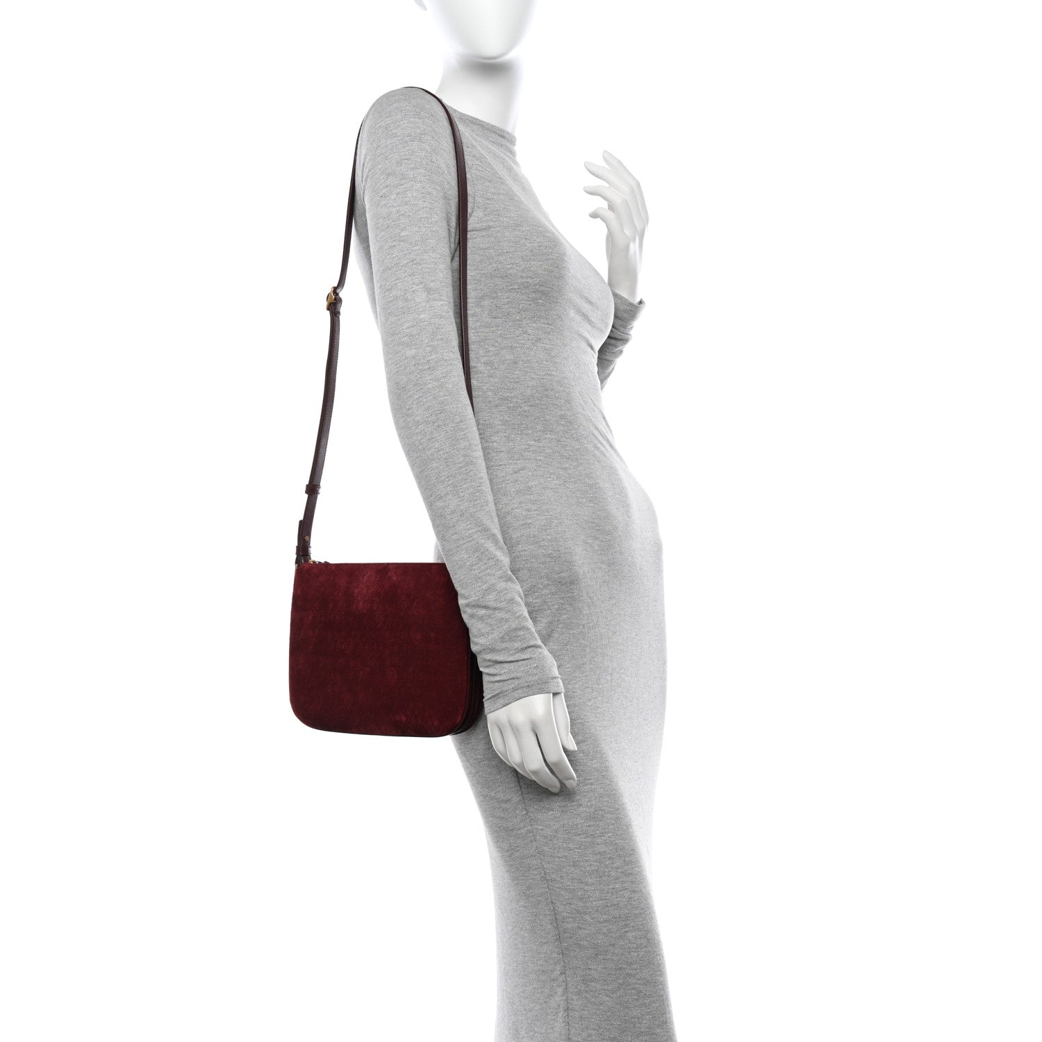 Saint Laurent Suede All-Over Monogram Crossbody Burgundy 2 of 10