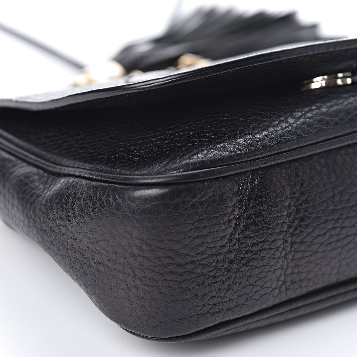 Pebbled Calfskin Small Soho Flap Crossbody Black