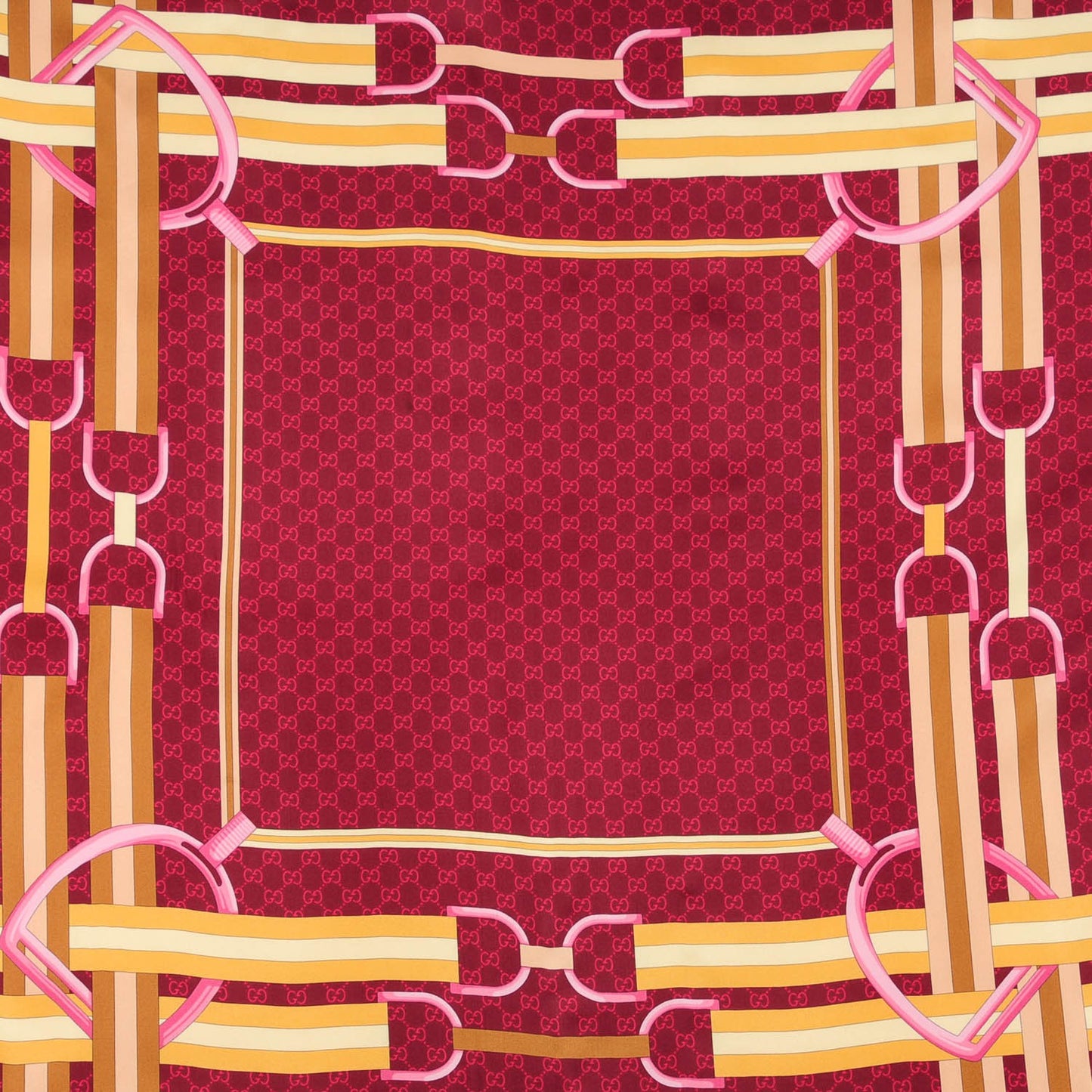 Silk Monogram Horsebit Scarf Burgundy