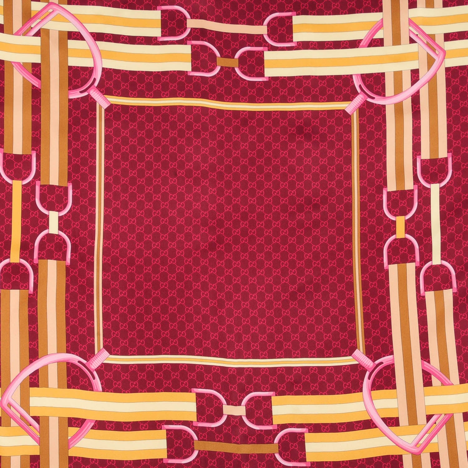 Gucci Silk Monogram Horsebit Scarf Burgundy 1 of 3
