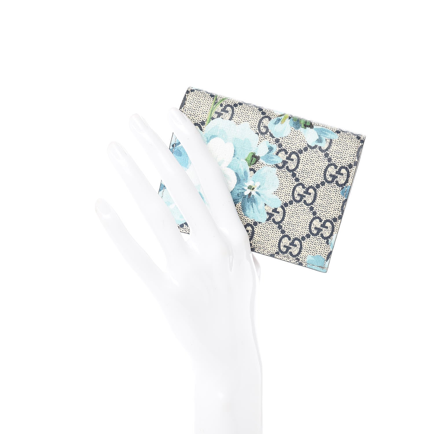 Gucci GG Supreme Monogram Blooms Card Case Wallet Beige Blue Navy Hibiscus Red 2 of 7