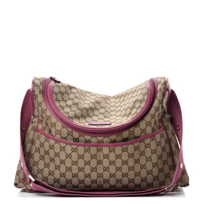 Gucci Monogram Margaux Calfskin Large Diaper Bag Beige Ebony Peonia Flower 1 of 13