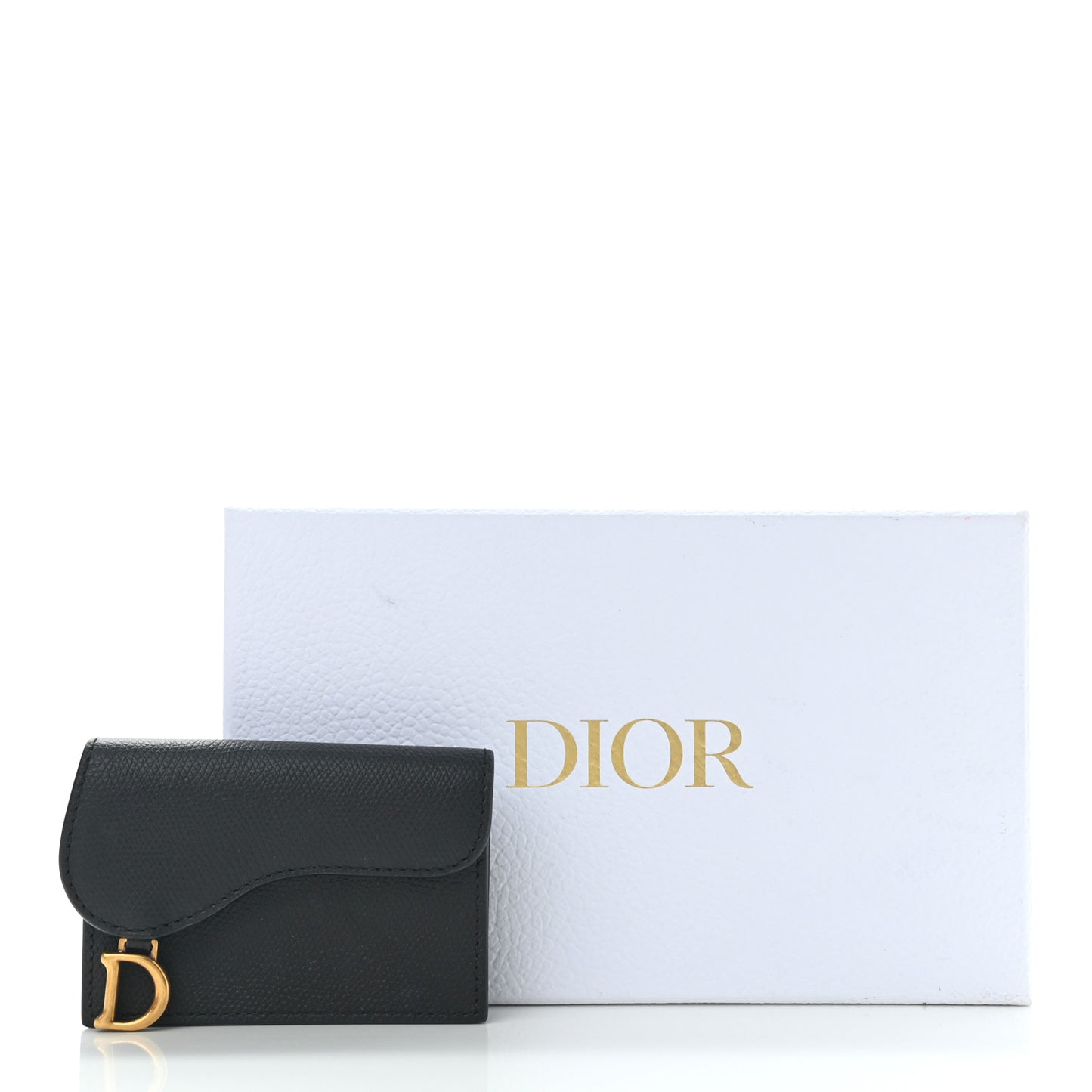 Grained Calfskin Saddle Card Holder Black