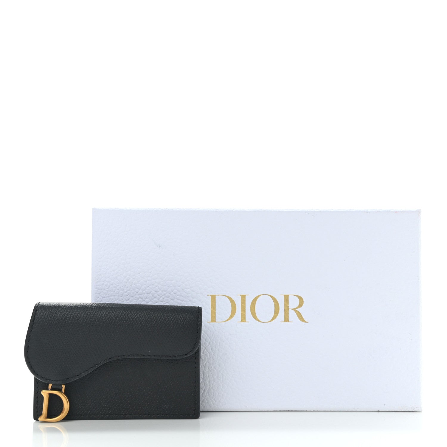 Christian Dior Grained Calfskin Saddle Card Holder Black 8 of 8