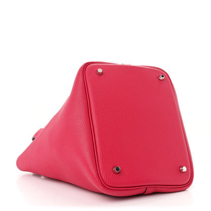 Hermes Taurillon Clemence Swift Eclat Picotin Lock 22 MM Framboise Rouge Sellier 4 of 12