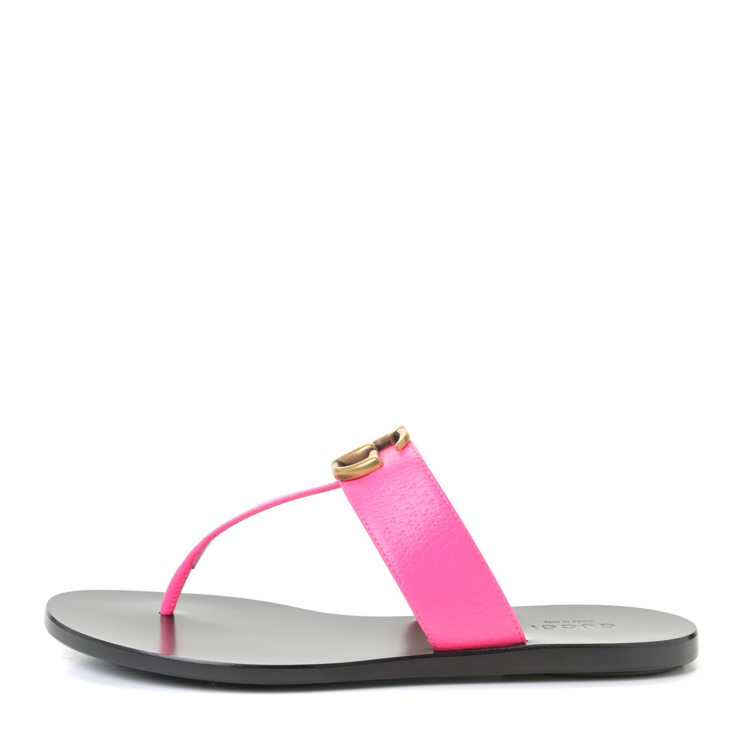 Calfskin GG Marmont Thong Sandals 35.5 Fuxia Fluo