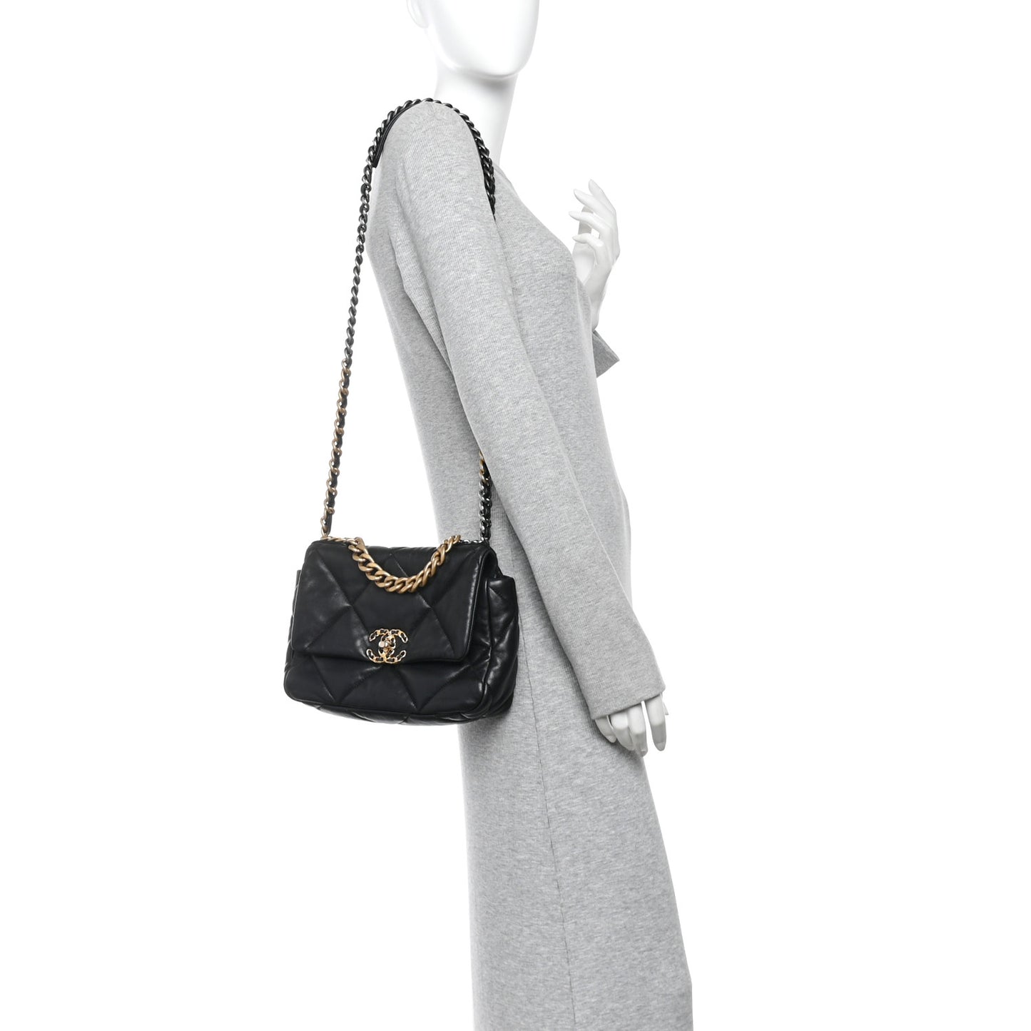 Lambskin Quilted Medium Chanel 19 Flap Black