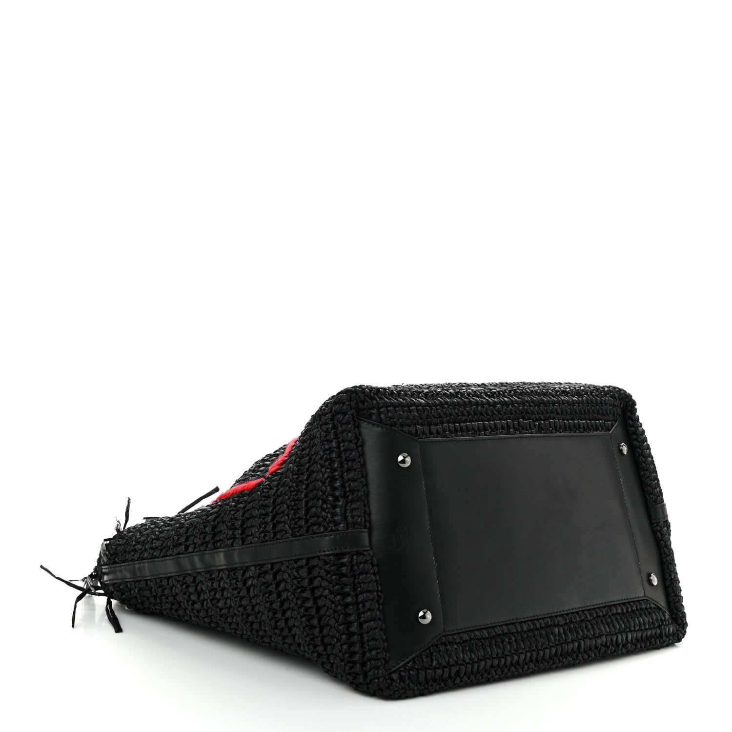 Christian Louboutin Raffia Medium Frangibus Starlight Tote Black 4 of 10