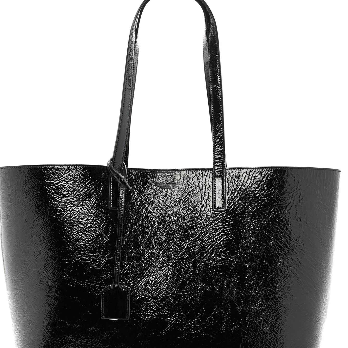 Patent Calfskin Large Shopping Tote Black